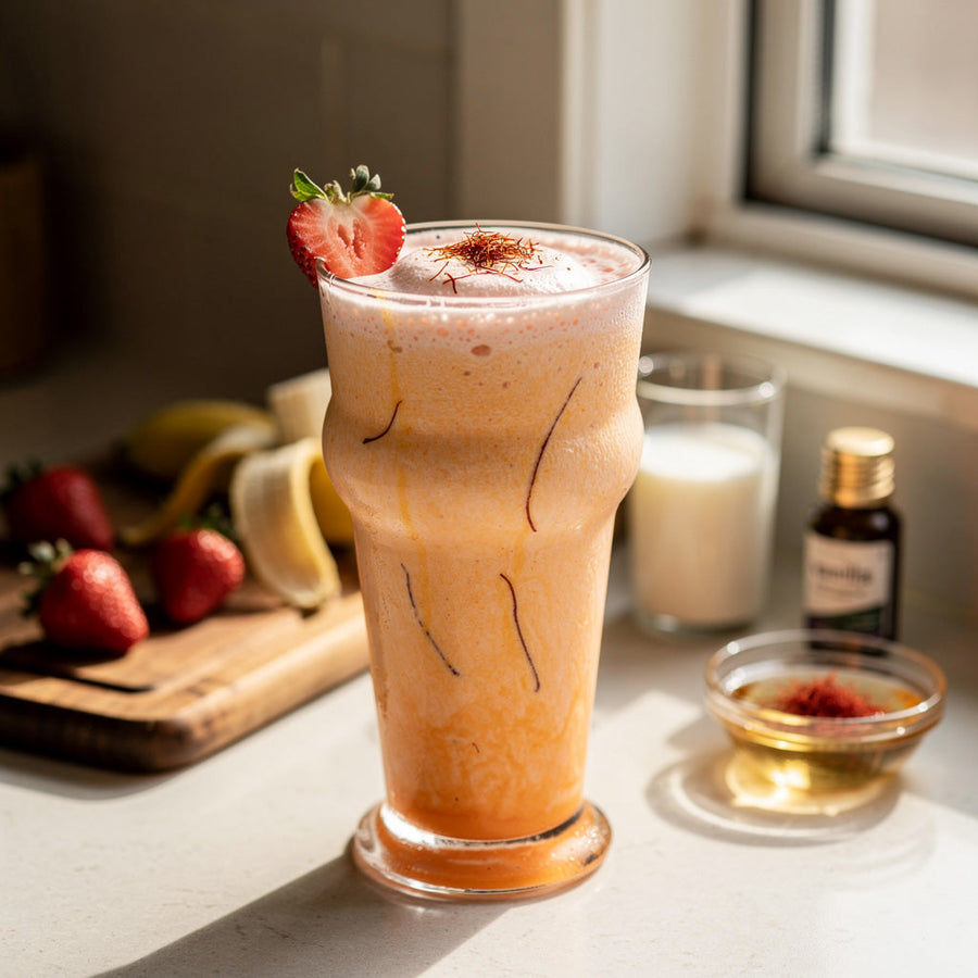 Strawberry Vanilla Saffron Shake