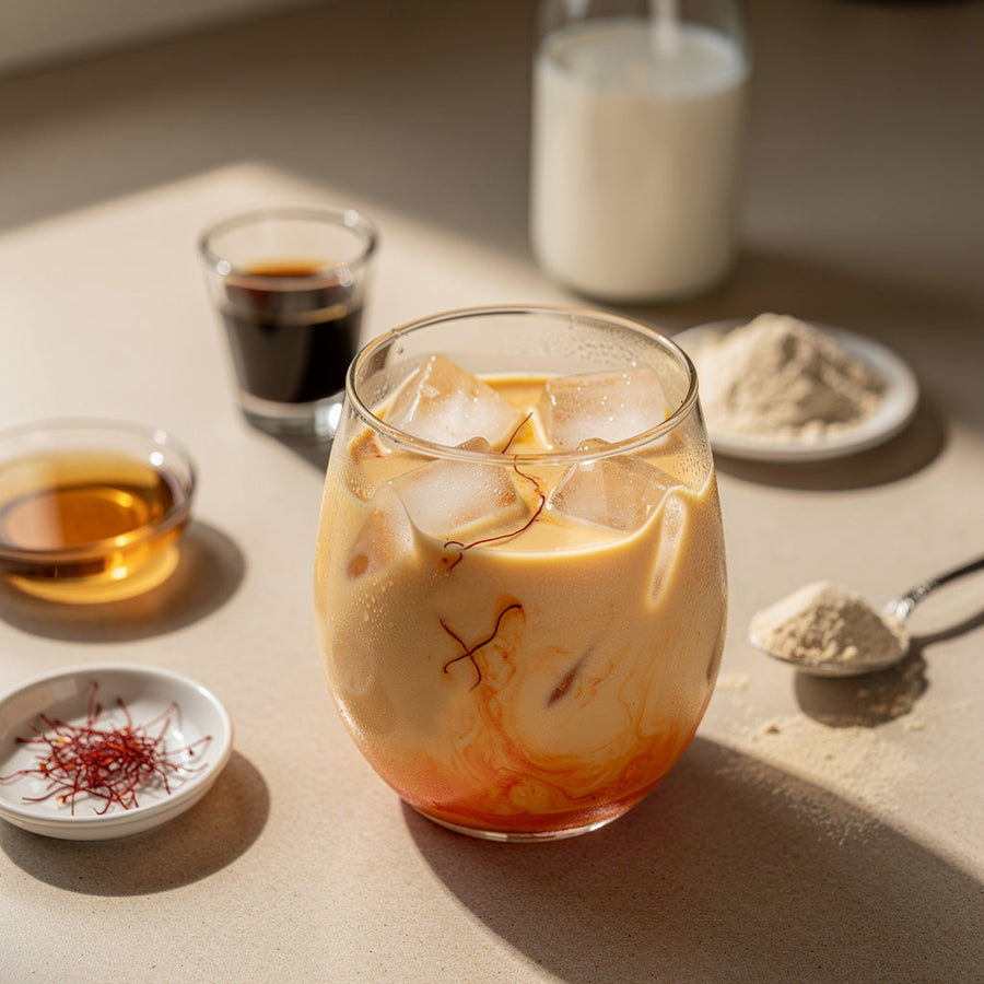 Iced Saffron Protein Latte